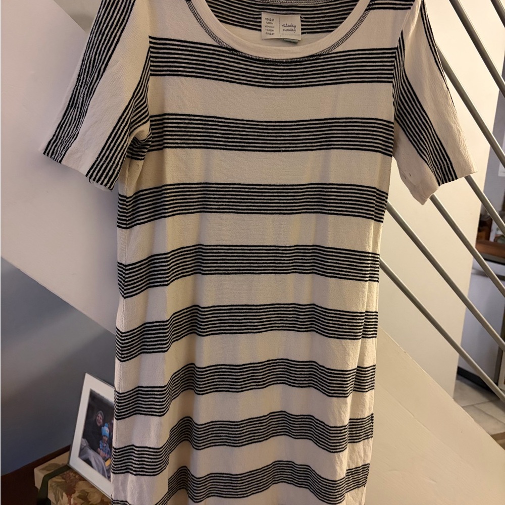 Anthropologie Black and White Striped dress
